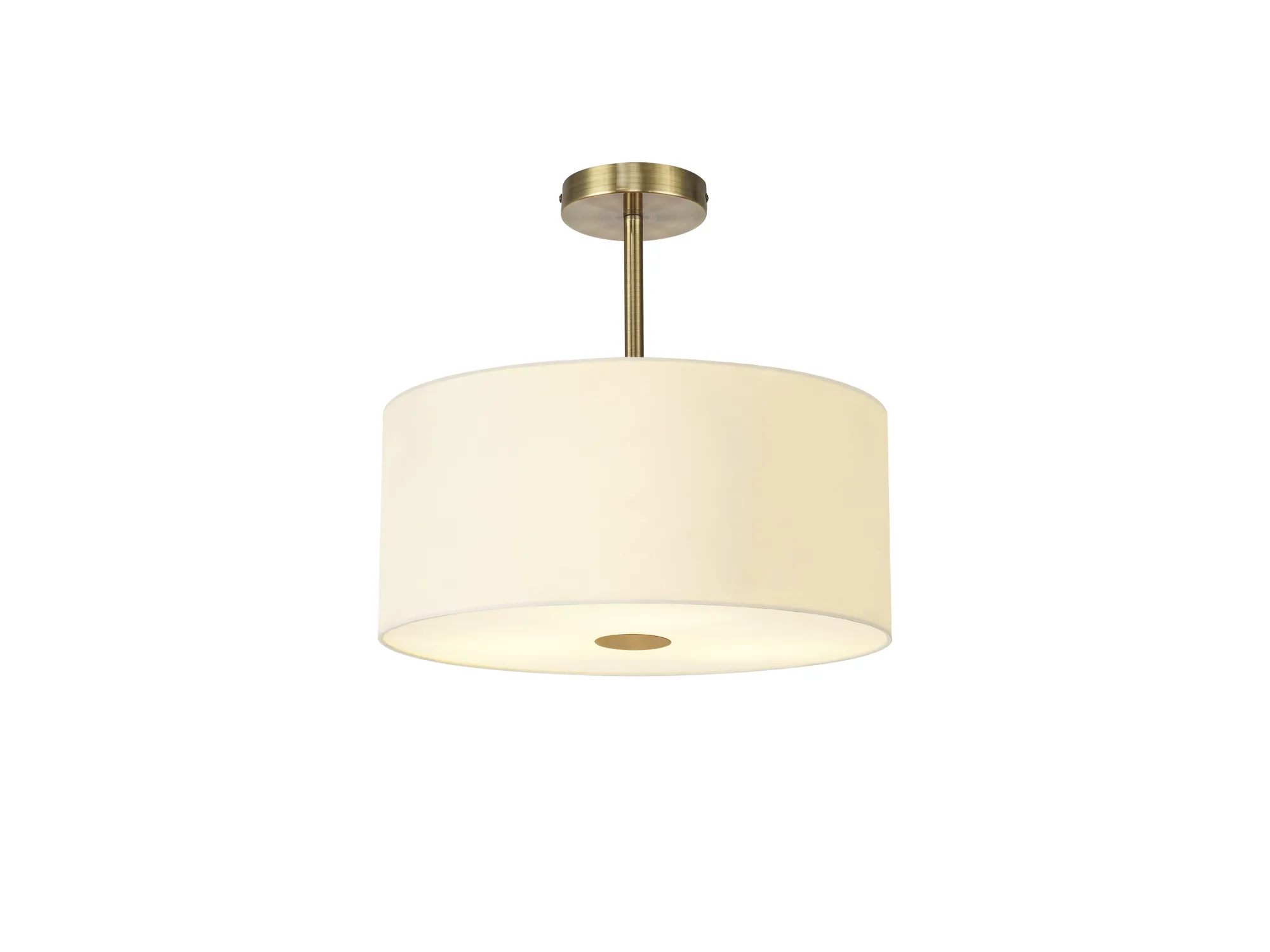 Baymont 40cm Semi Flush Flush 5 Light Antique Brass, Ivory Pearl/White, Frosted Diffuser DK0497  Deco Baymont AB IV